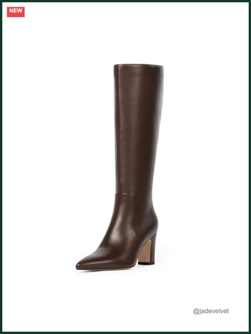 Knee High Boots Pointed Toe Chunky Heel Faux Leather Tall Boots